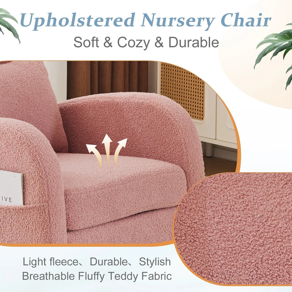 2026 NEW Ktaxon Rocking Accent Chair Glider Reading Chair Comfy Teddy Velvet Upholstered Single Sofa Rocker for Living Room, Nursery, Bedroom Beige