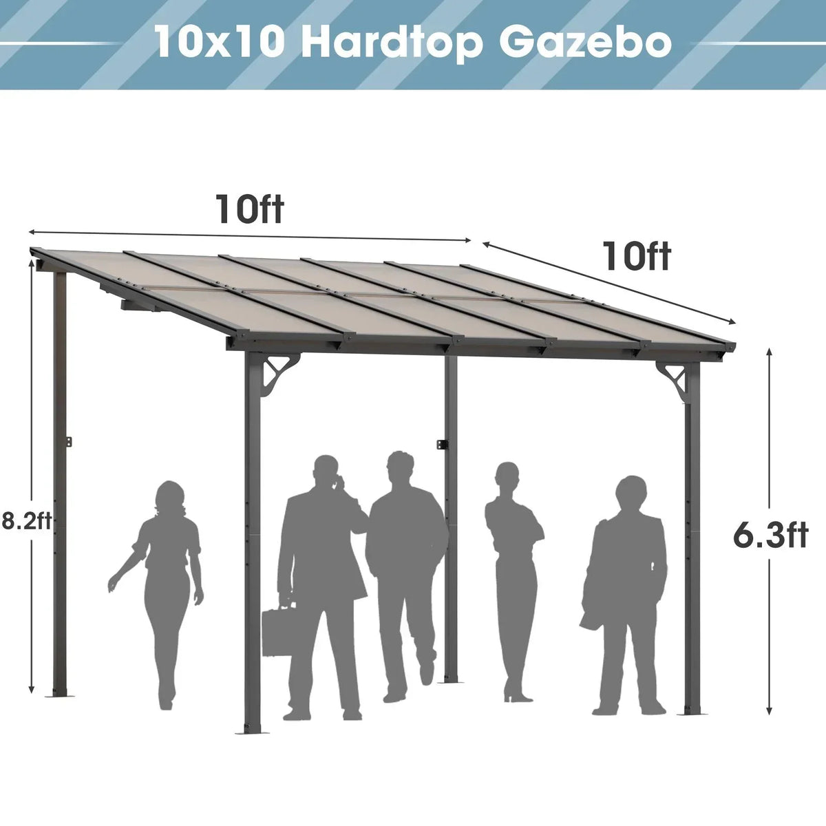 2026 NEW Aoxun 8' x 5' Gazebo for Patio, Gazebo Pergola with Sloped Roof, Grill Gazebo Large Wall-Mounted Heavy Duty Awnings, for Backyard, Deck, Patio