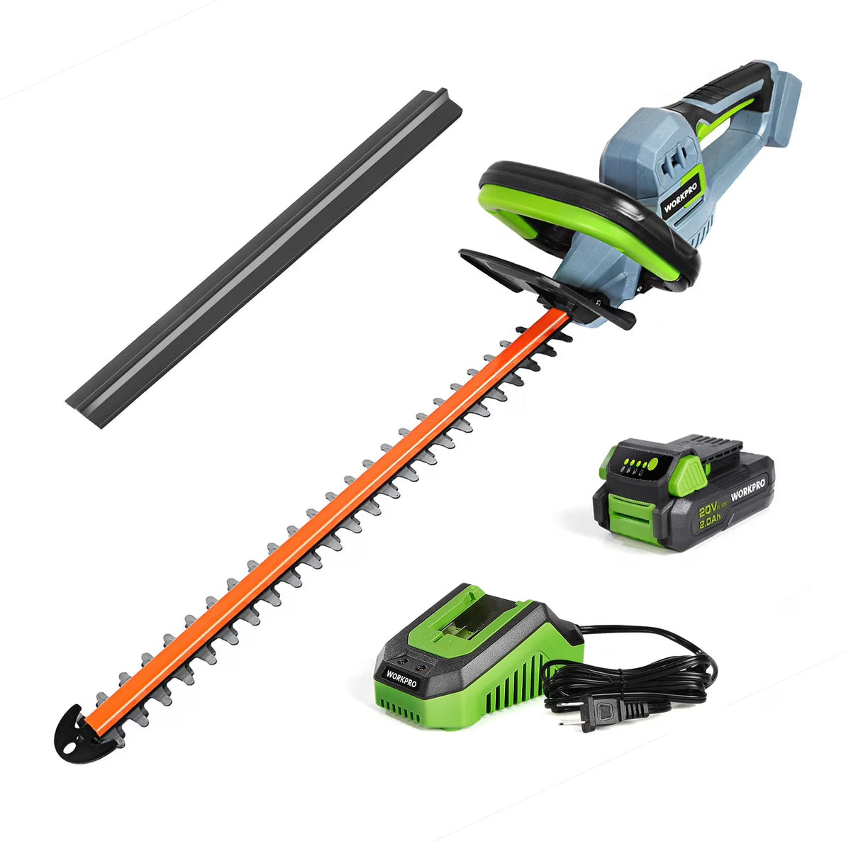 2026 NEW WORKPRO 20V Cordless Hedge Trimmer, 20" Dual Action Blades Electric Hedge Trimmer, with Battery and Charger