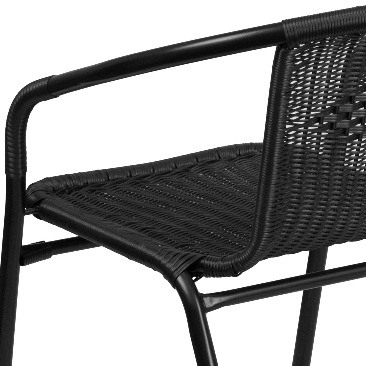 2026 NEW Emma + Oliver Indoor/Outdoor Stacking Rattan Restaurant Patio Chairs, Set of 2, Gray