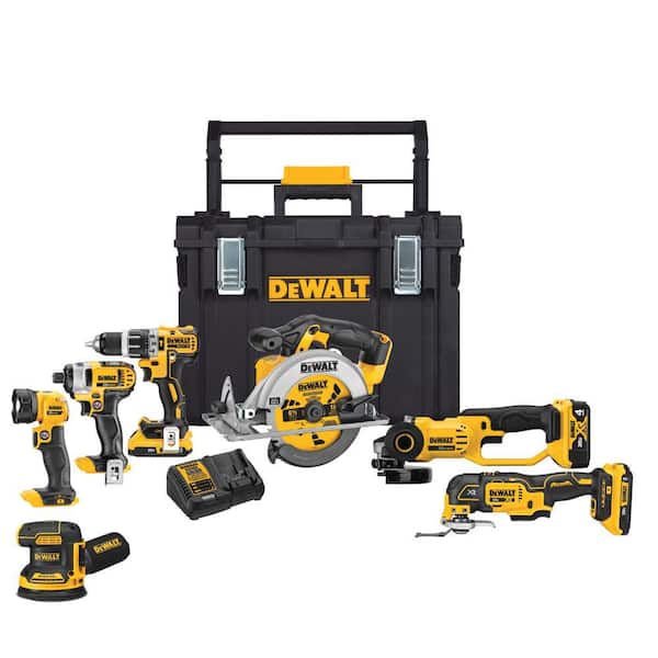 2026 NEW 20V MAX Cordless 7 Tool Combo Kit with TOUGHSYSTEM Case, (1) 20V 4.0Ah Battery and (2) 20V 2.0Ah Batteries