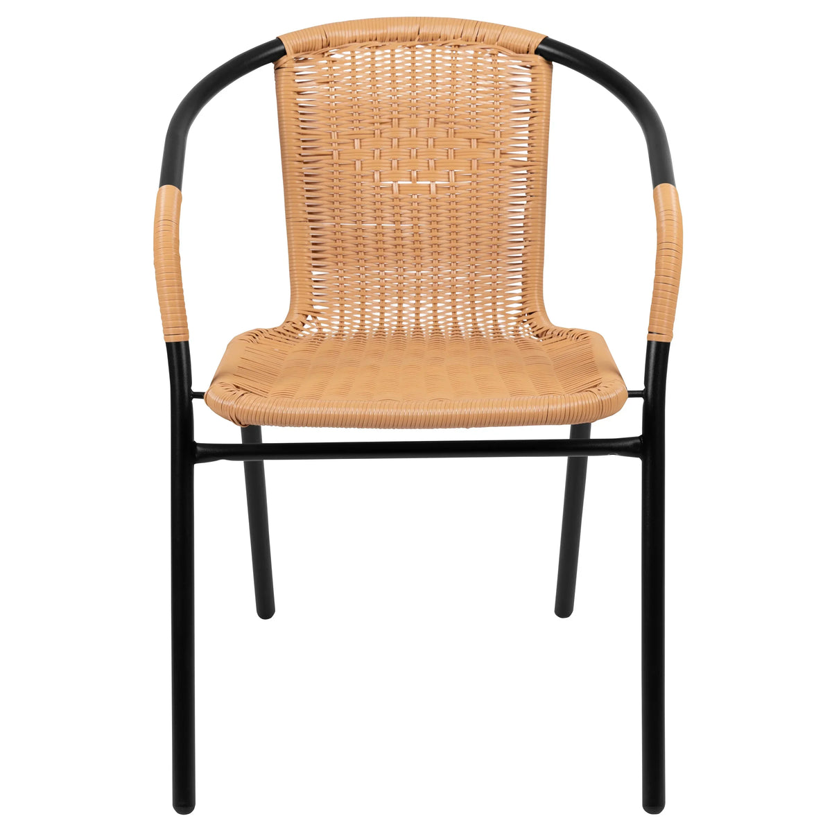 2026 NEW Emma + Oliver Indoor/Outdoor Stacking Rattan Restaurant Patio Chairs, Set of 2, Gray