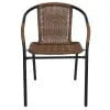 2026 NEW Emma + Oliver Indoor/Outdoor Stacking Rattan Restaurant Patio Chairs, Set of 2, Gray
