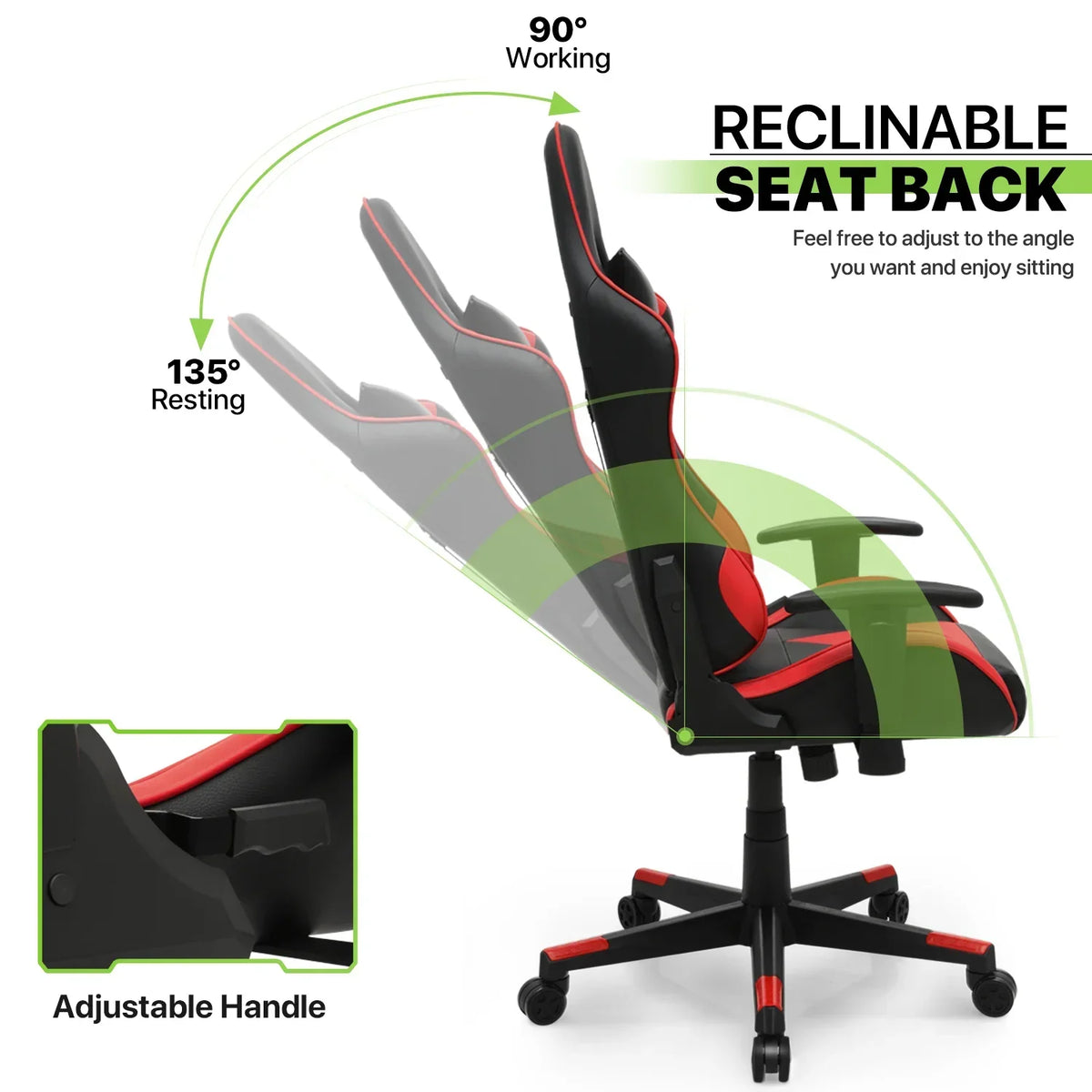 2026 NEW Magshion Ergonomic Gaming Chair, Comfortable Gaming Chair, Computer Chair Leather Desk Chair Adjustable Swivel Gaming Office Chair, Blue
