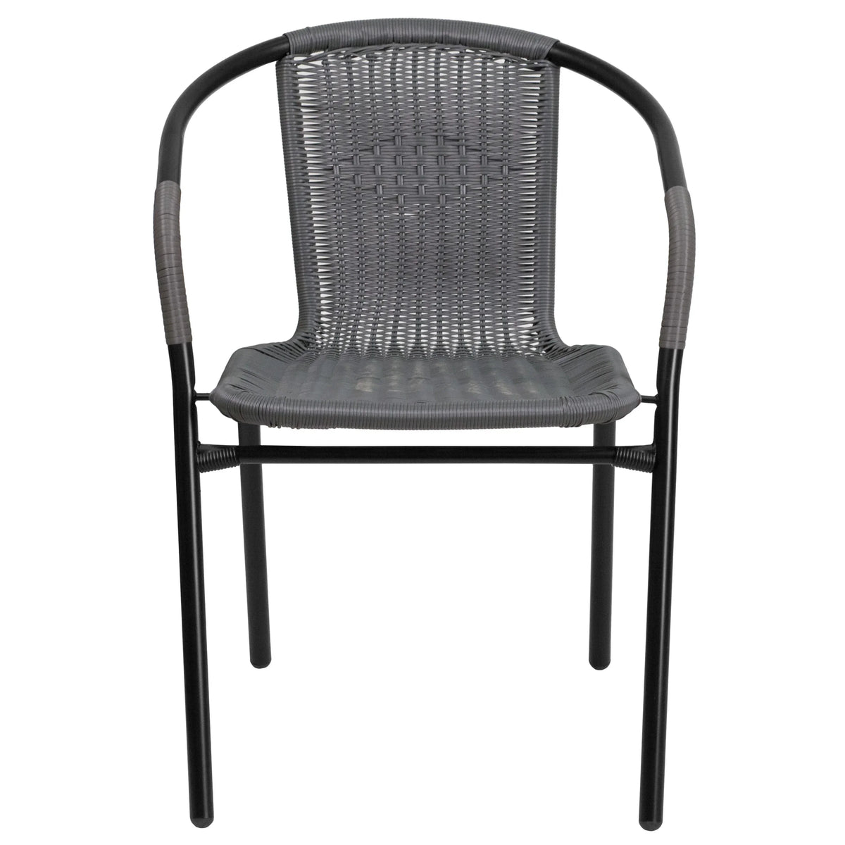 2026 NEW Emma + Oliver Indoor/Outdoor Stacking Rattan Restaurant Patio Chairs, Set of 2, Gray