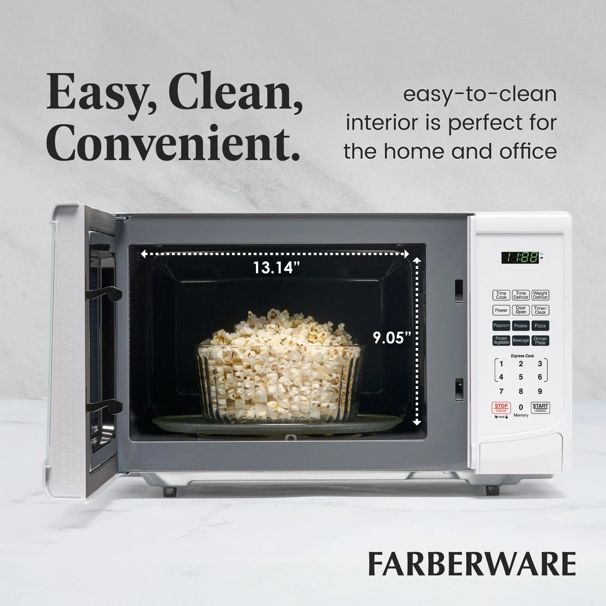 2026 NEW Farberware Classic 0.9 Cu. Ft 900-Watt Microwave Oven, Stainless Steel
