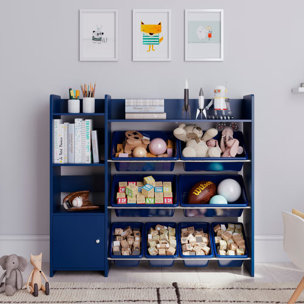 2026 NEW Sturdis Kids Toy Storage Organizer With Bookshelf and White Bins