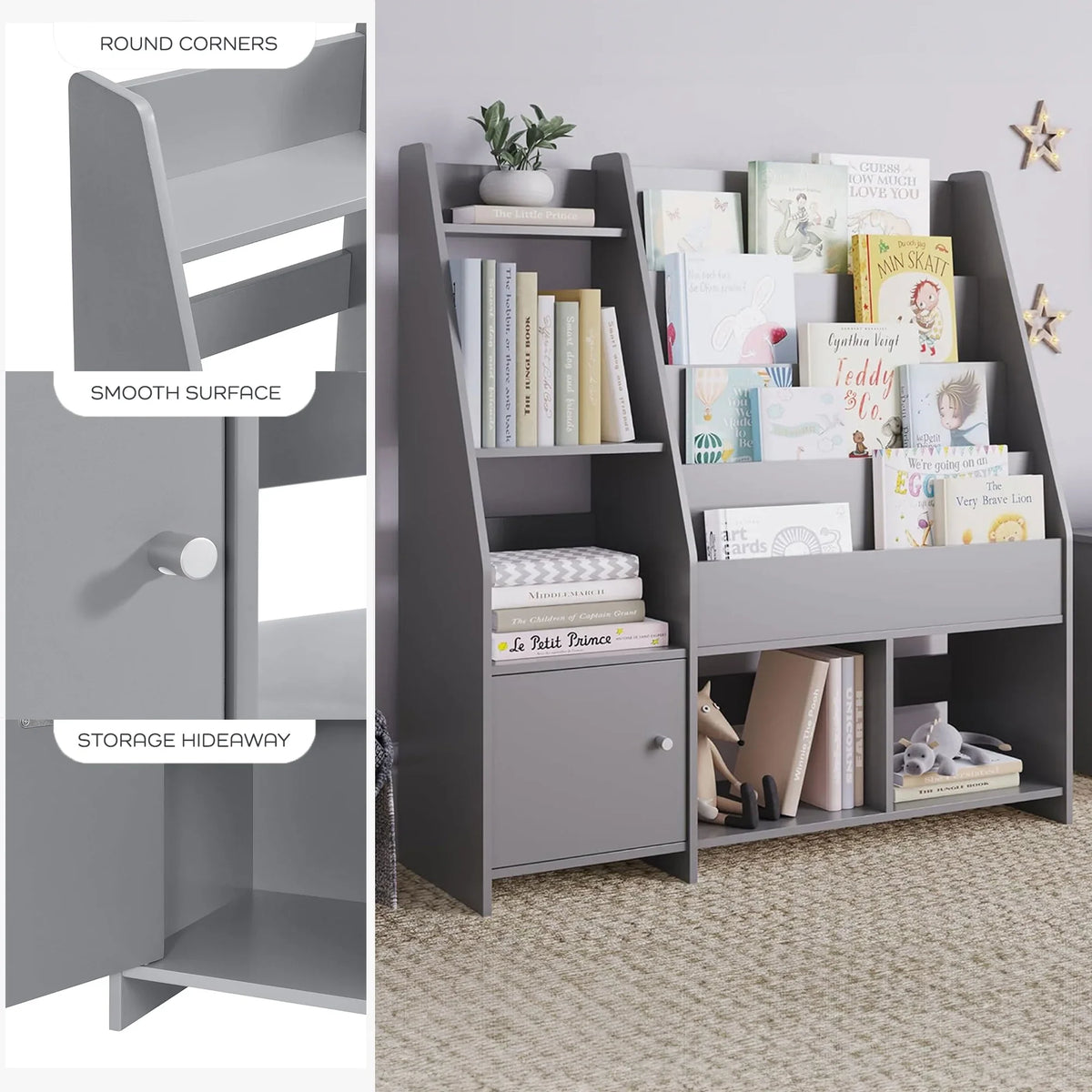 2026 NEW Sturdis Kids Toy Storage Organizer With Bookshelf and White Bins