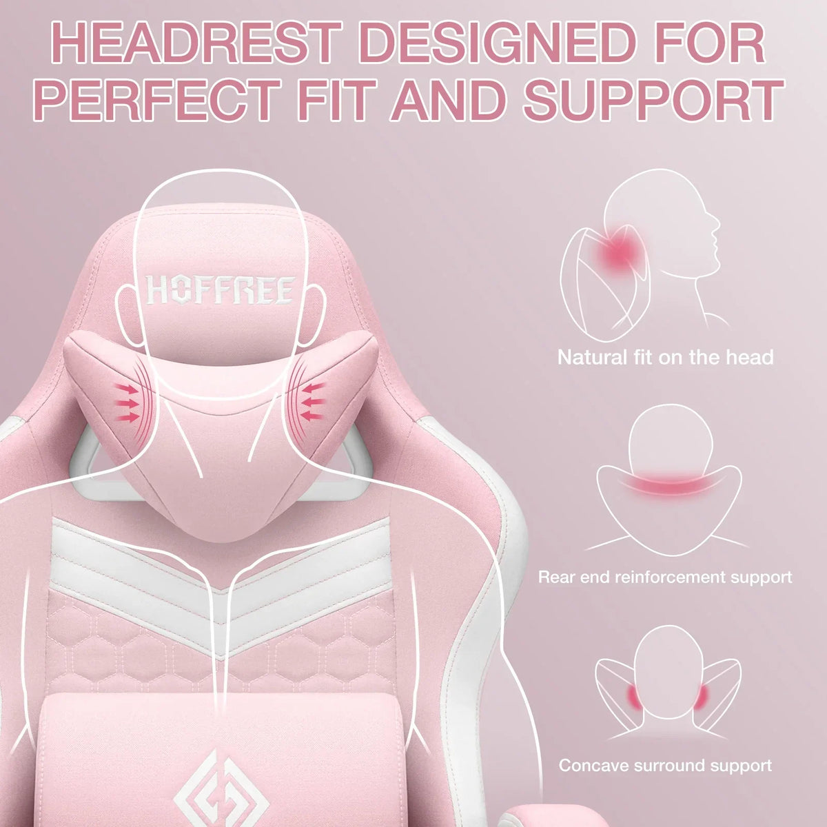 2026 NEW Hoffree Gaming Chair with Massage Fabric Office Chair with footrest for Adults, Ergonomic Gamer Chair with Headrest and Lumbar Support for Office Gaming, 440 LBS