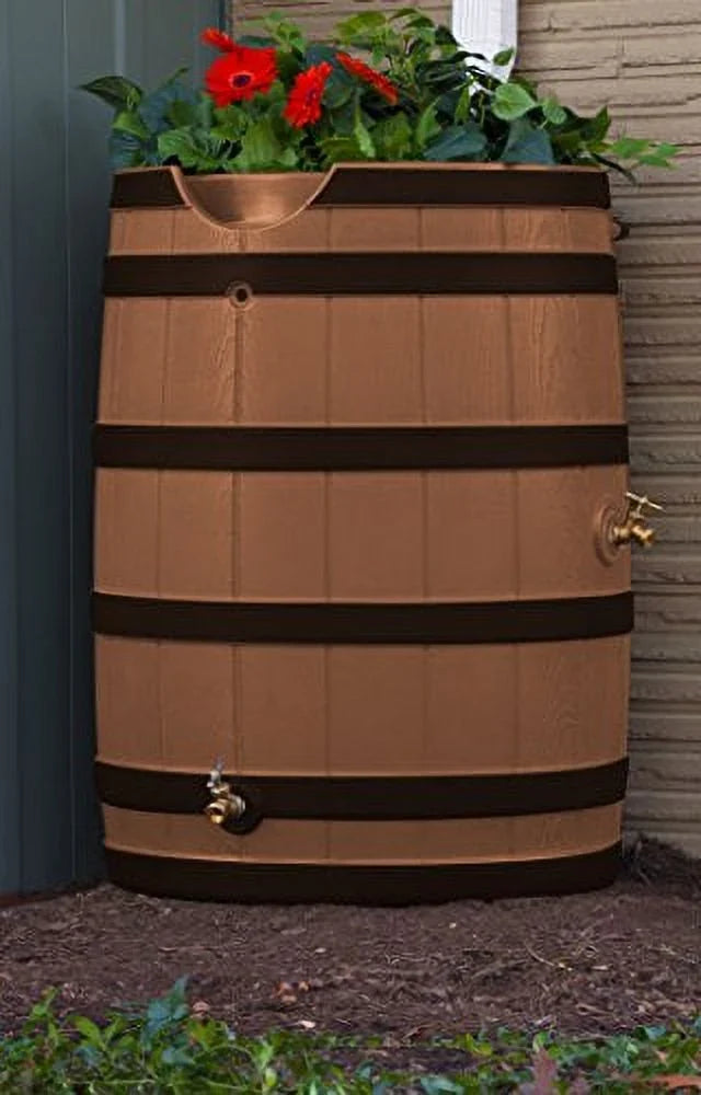 2026 NEW Good Ideas Rain Wizard 65 Gallon Rain Barrel with Darkened Ribs - Terra Cotta