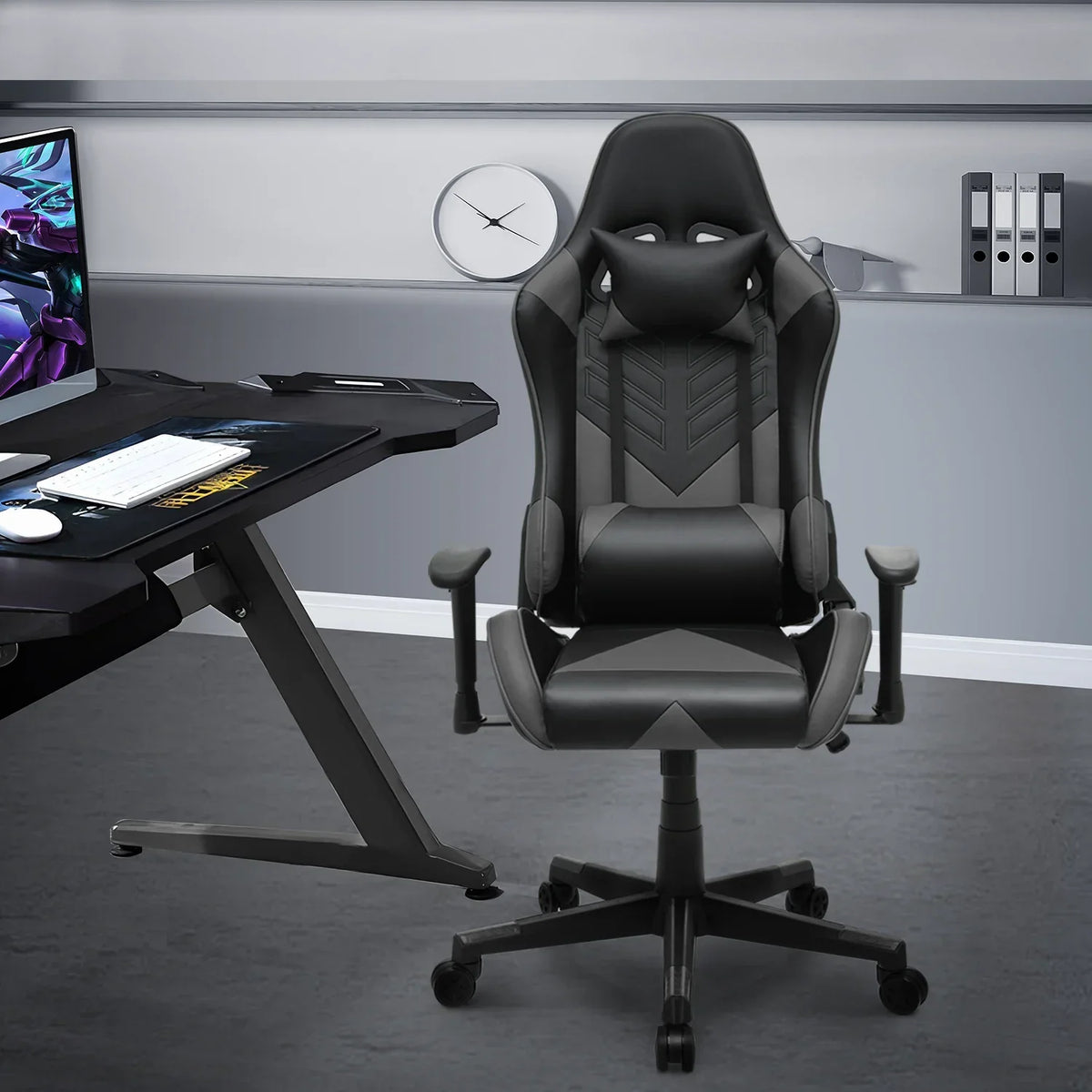 2026 NEW Magshion Ergonomic Gaming Chair, Comfortable Gaming Chair, Computer Chair Leather Desk Chair Adjustable Swivel Gaming Office Chair, Blue