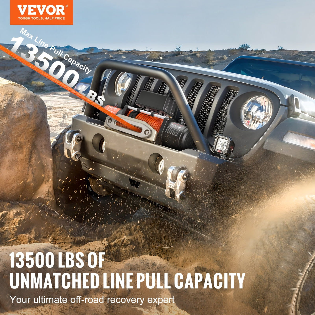 2026 NEW VEVOR Electric Winch Truck 13,500 lb Synthetic Rope Waterproof Remote Control