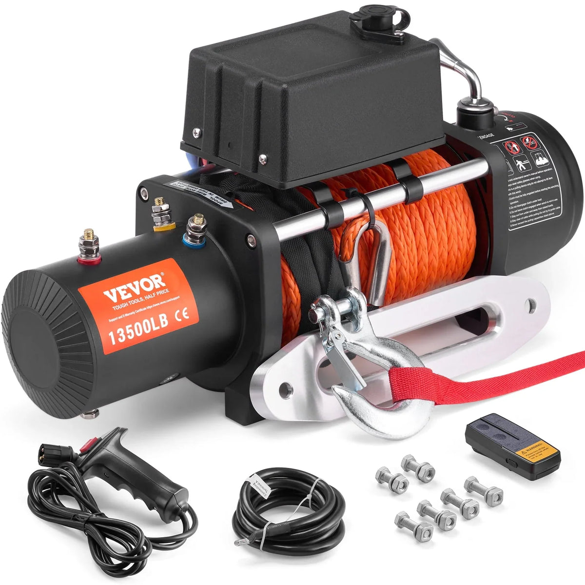2026 NEW VEVOR Electric Winch Truck 13,500 lb Synthetic Rope Waterproof Remote Control