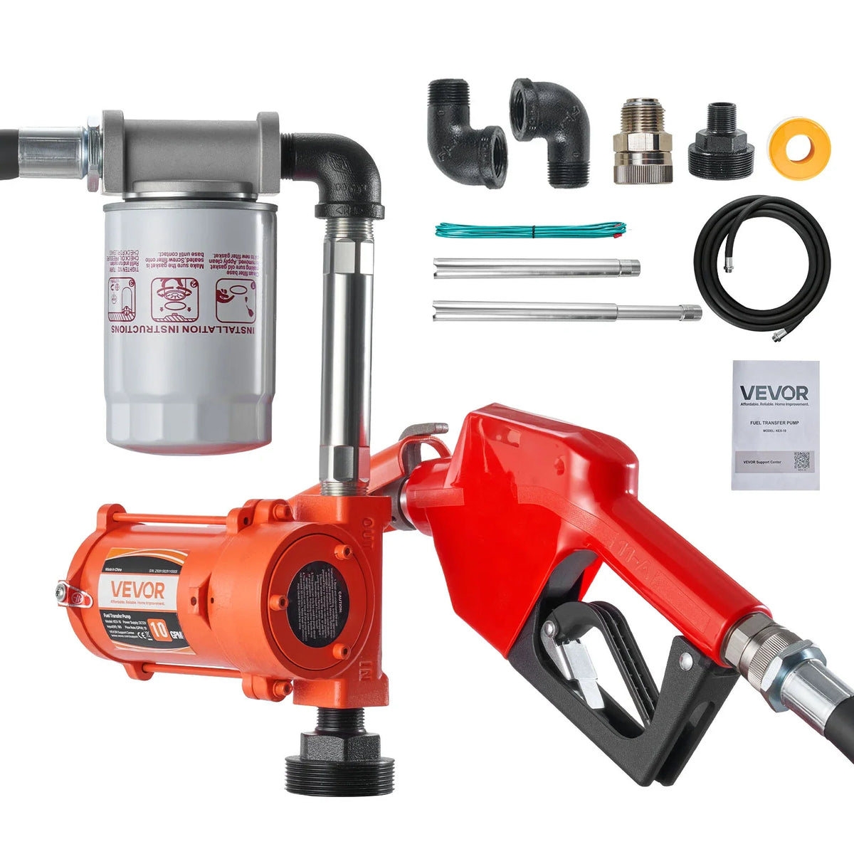 2026 NEW VEVOR Fuel Transfer Pump, 12V DC 10 GPM, Portable Diesel Transfer Pump Kit, with Auto Shut-Off Nozzle, Discharge Hose, Overheat Protection, Power Cable, Explosion-Proof, for Gasoline Diesel Kerosene