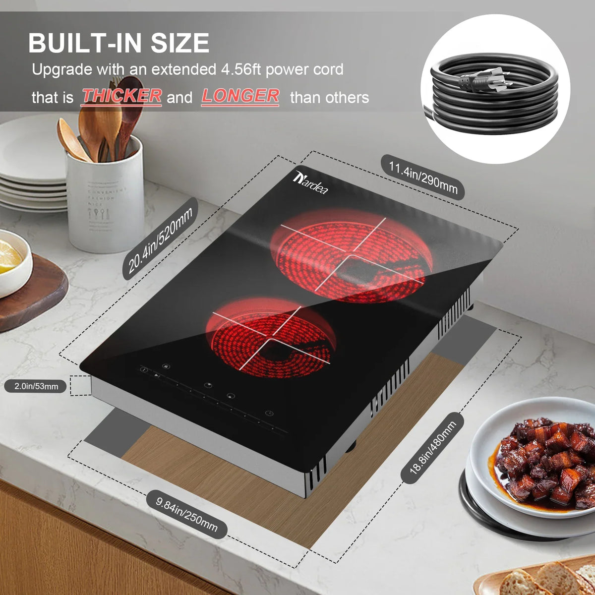 2026 NEW Double Burner Electric Cooktop Hot Plates for Cooking, 110V Plug in Portable Electric Stove Top