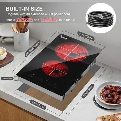 2026 NEW Double Burner Electric Cooktop Hot Plates for Cooking, 110V Plug in Portable Electric Stove Top