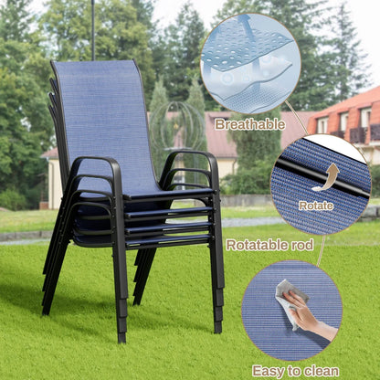 2026 NEW Pirecart 5-Piece Outdoor Patio Dining Table Set with 4 Stackable Textilene Chairs for for Patio, Lawn, Garden, Gray