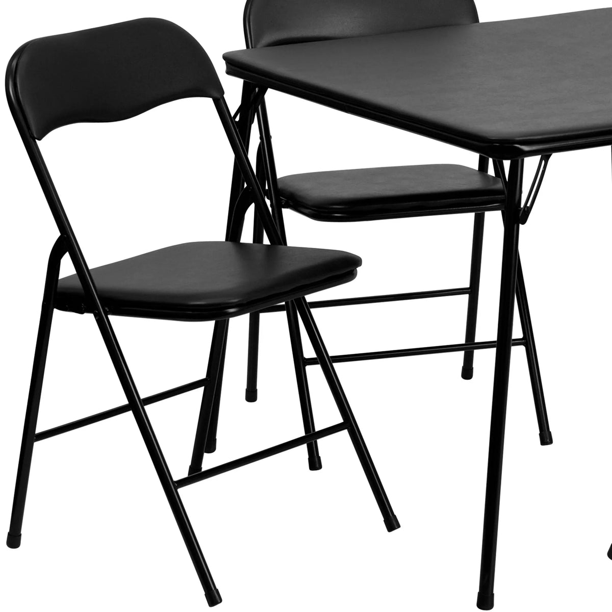 2026 NEW Emma + Oliver 5 Piece Black Folding Game Room Card Table and Chair Set