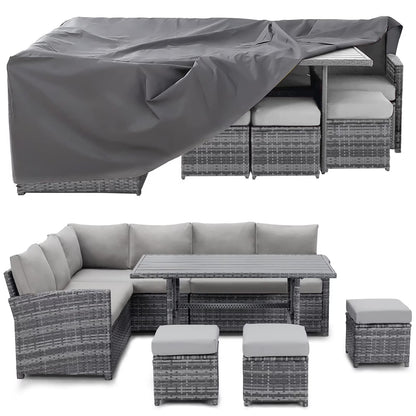 2026 NEW AECOJOY 7 Piece Patio Furniture Set PE Rattan Outdoor Dining Set Sectional Sofa Couch with Table Patio Conversation Set in Gray