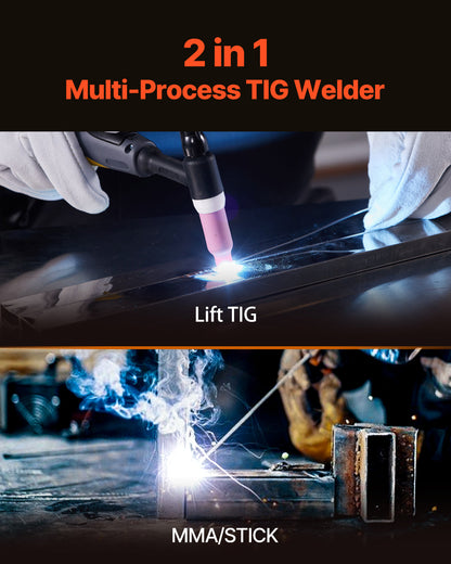2026 NEW VEVOR TIG Welder 2-In-1 Welding Machine Lift MMA Stick Arc IGBT Hot Start LED