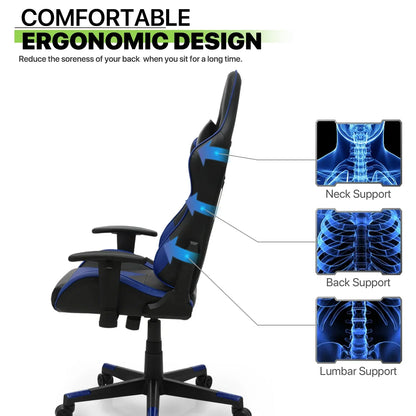 2026 NEW Magshion Ergonomic Gaming Chair, Comfortable Gaming Chair, Computer Chair Leather Desk Chair Adjustable Swivel Gaming Office Chair, Blue