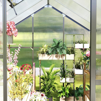 2026 NEW Asofer 6' x 4' Greenhouse for Outdoors, Aluminum Walk-in Green Houses shed with Rain Gutter and Roof Vent for Backyard