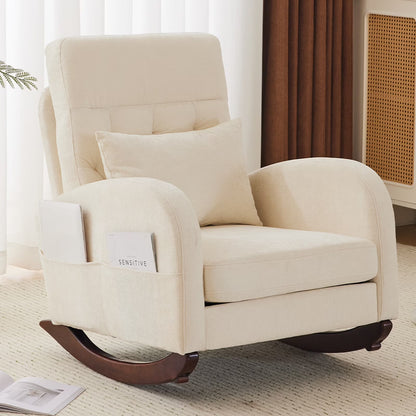 2026 NEW Ktaxon Rocking Accent Chair Glider Reading Chair Comfy Teddy Velvet Upholstered Single Sofa Rocker for Living Room, Nursery, Bedroom Beige