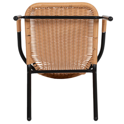 2026 NEW Emma + Oliver Indoor/Outdoor Stacking Rattan Restaurant Patio Chairs, Set of 2, Gray
