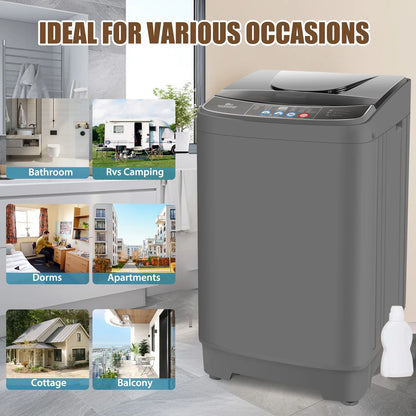 2026 NEW Veeboto Portable Washing Machine, 18.7Lbs Capacity Portable Washer with Drain Pump, 10 Wash Programs/8 Water Levels/LED Display, Full-Automatic Compact Laundry Washer for Apartment, Dorm, Home