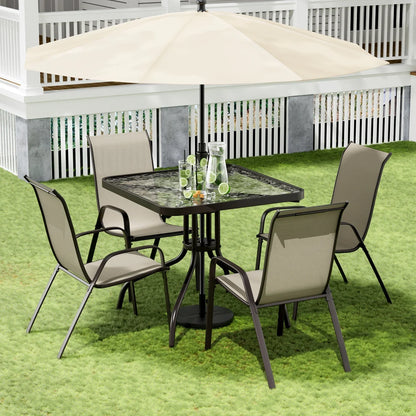 2026 NEW Pirecart 5-Piece Outdoor Patio Dining Table Set with 4 Stackable Textilene Chairs for for Patio, Lawn, Garden, Gray