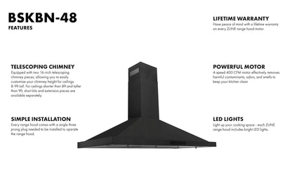 2026 NEW ZLINE 36 in. Wall Mount Range Hood in Black Stainless Steel (BSKBN-36)