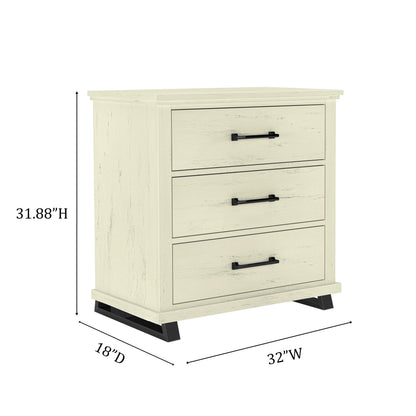 2026 NEW FESTIVO 32 inch Wide 3-Drawer Bedroom Nightstand with Elevated Metal Legs - Beige