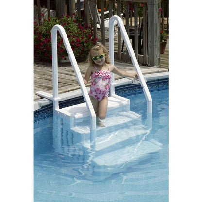 2026 NEW Blue Torrent Antigua Step Ladder with Handrails for Above Ground Pools, White