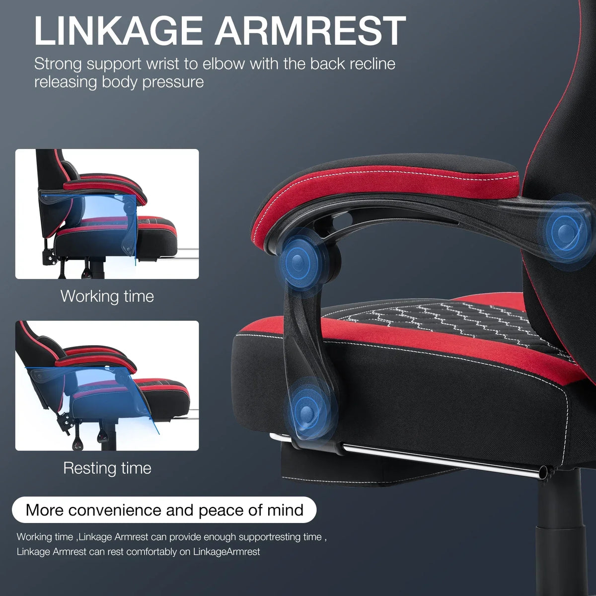 2026 NEW Hoffree Gaming Chair with Massage Fabric Office Chair with footrest for Adults, Ergonomic Gamer Chair with Headrest and Lumbar Support for Office Gaming, 440 LBS