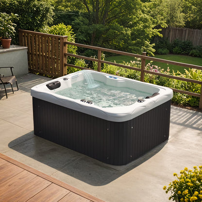 2026 NEW Patiowell 2 Person Home Spa Hot Tub for Outdoor, with 41pcs Massage Jets, LED lighting, Built-In Water Purification System, 900L, Black