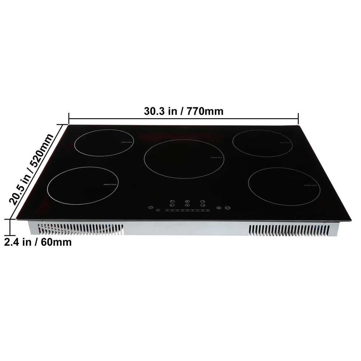2026 NEW KFFKFF Electric Range, 5 Elements, 30'' Built-in Induction Cooking Surface, 9200W, 9 Power Settings, LED Display, Safety Lock & Heat Guard