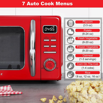 2026 NEW Galanz Retro Countertop Microwave Oven with Auto Cook & Reheat, Defrost, Quick Start Functions, Easy Clean with Glass Turntable, Pull Handle, .9 cu ft, Black
