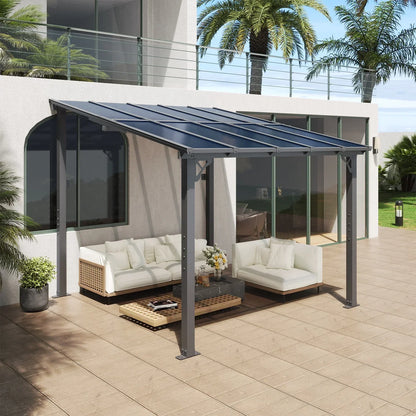 2026 NEW Aoxun 8' x 5' Gazebo for Patio, Gazebo Pergola with Sloped Roof, Grill Gazebo Large Wall-Mounted Heavy Duty Awnings, for Backyard, Deck, Patio