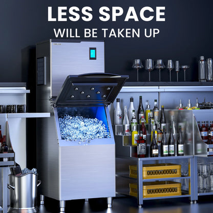 2026 NEW Coolake 22 inch 450lbs/24h Commercial Air Cooled Ice Maker Machine with 360lbs, Cube Ice, Doe/ETL