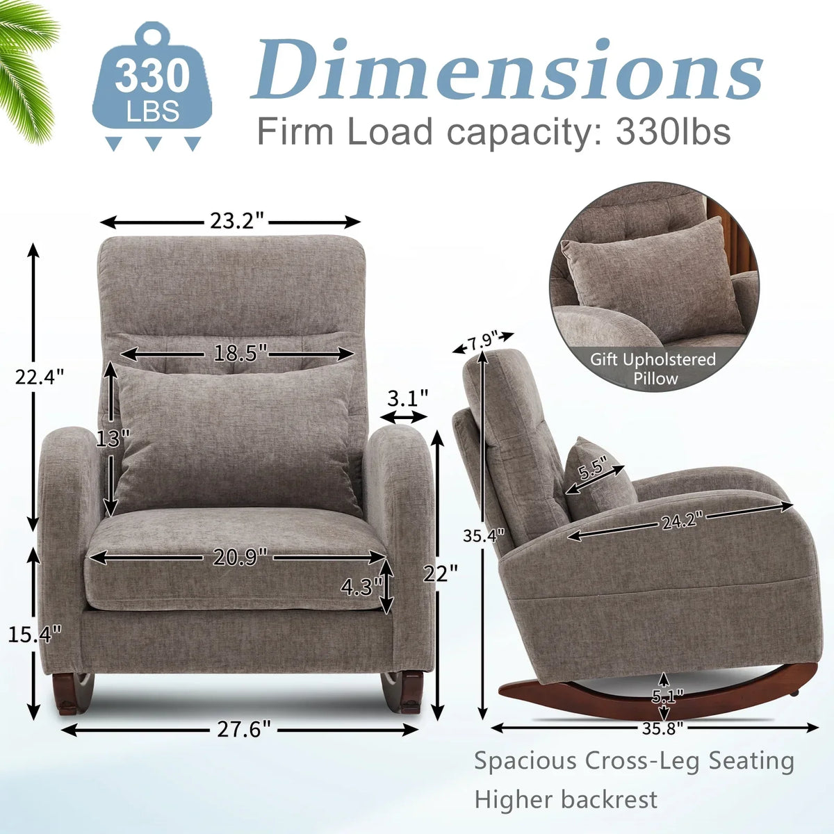 2026 NEW Ktaxon Rocking Accent Chair Glider Reading Chair Comfy Teddy Velvet Upholstered Single Sofa Rocker for Living Room, Nursery, Bedroom Beige