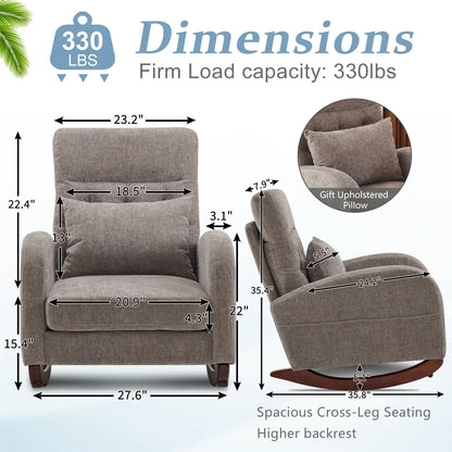 2026 NEW Ktaxon Rocking Accent Chair Glider Reading Chair Comfy Teddy Velvet Upholstered Single Sofa Rocker for Living Room, Nursery, Bedroom Beige