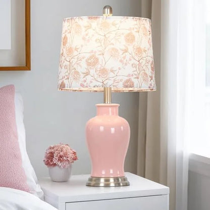 2026 NEW Modern Ceramic Table Lamps Set of 2, 23" White Ceramic Lamps for Living Room, Rustic Farmhouse Bedside Lamp with Ginger Jar Design, Elegant Bedroom Lamp for Nightstand Desk Side End Table Home Decor