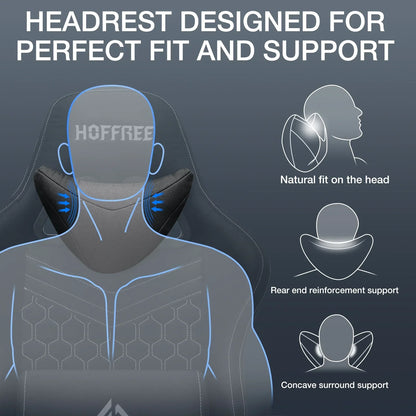 2026 NEW Hoffree Gaming Chair with Massage Fabric Office Chair with footrest for Adults, Ergonomic Gamer Chair with Headrest and Lumbar Support for Office Gaming, 440 LBS