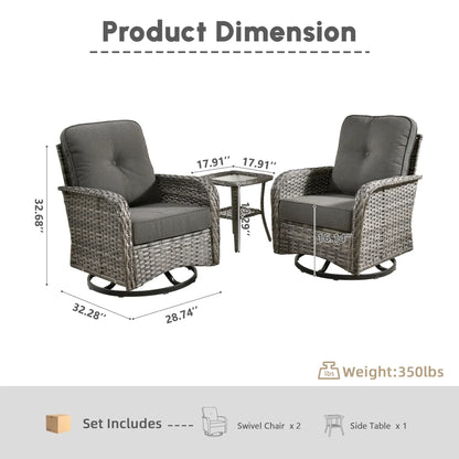 2026 NEW Ovios 5 Pieces Outdoor Patio Furniture Set High Back All Weather Wicker Conversation Set with Swivel Chairs & Coffee Table, Dark Gray