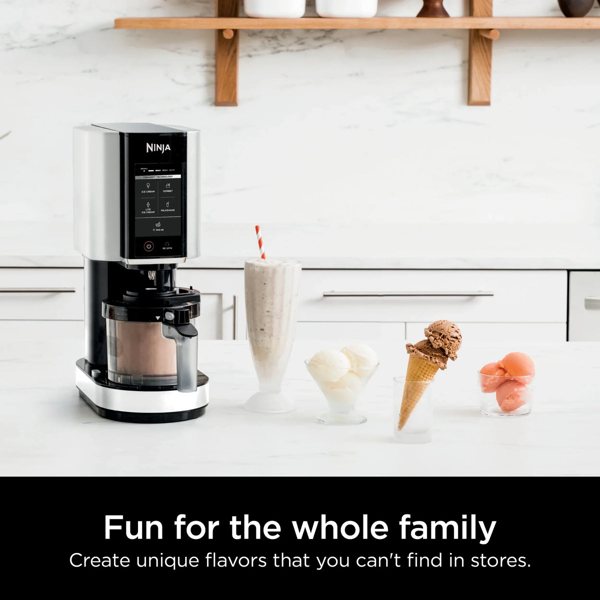 2026 NEW Ninja CREAMi Ice Cream Maker, for Gelato, Mix-ins, Milkshakes, Sorbet, Smoothie Bowls & More, 5 One-Touch Programs, with (2) 16 oz Pint Containers & Lids, Perfect for Kids, White, NC300WH