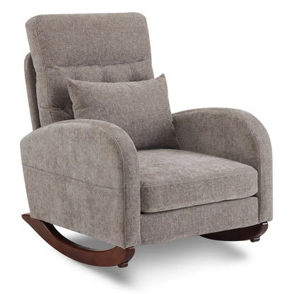 2026 NEW Ktaxon Rocking Accent Chair Glider Reading Chair Comfy Teddy Velvet Upholstered Single Sofa Rocker for Living Room, Nursery, Bedroom Beige