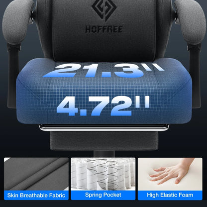 2026 NEW Hoffree Gaming Chair with Massage Fabric Office Chair with footrest for Adults, Ergonomic Gamer Chair with Headrest and Lumbar Support for Office Gaming, 440 LBS