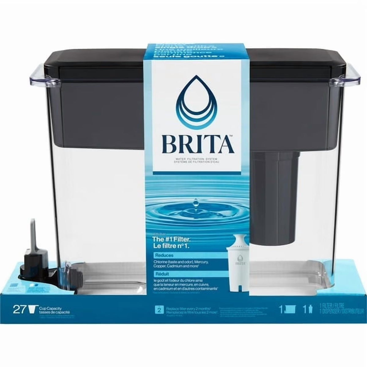 2026 NEW (4pack) Brita Extra Large Ultramax 27 Cup Black Filtered Water Dispenser with 1 Standard Filter