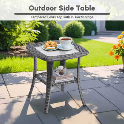 2026 NEW Ovios 5 Pieces Outdoor Patio Furniture Set High Back All Weather Wicker Conversation Set with Swivel Chairs & Coffee Table, Dark Gray