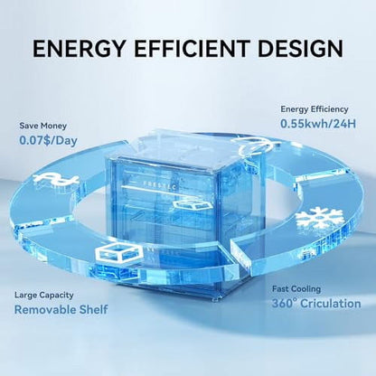 2026 NEW Frestec 1.7 Cu.Ft Mini Fridge with Freezer, Mini Fridge for Bedroom, Small Refrigerator, Dorm Refrigerators with Freezer, Compact Refrigerator for Office, Apartment, Dorm, Bedroom